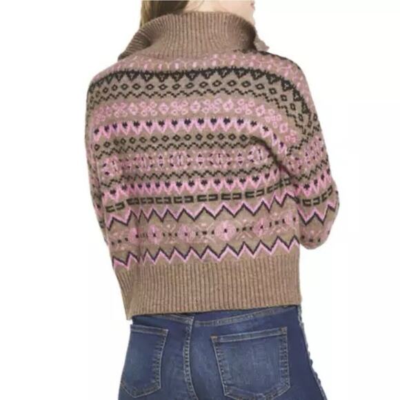 Vero Moda Brown Pink Zip Pullover Zip Sweater Small NWT - Picture 2 of 9